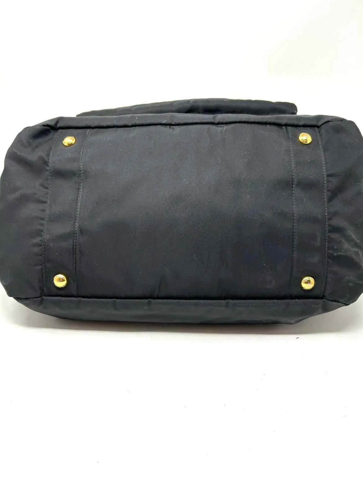 Prada Baby Bag Re-Nylon Tessuto Black Gold Duffle Satchel Bag