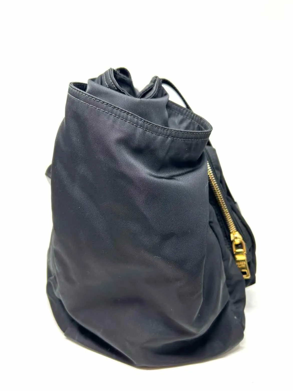 Prada Baby Bag Re-Nylon Tessuto Black Gold Duffle Satchel Bag