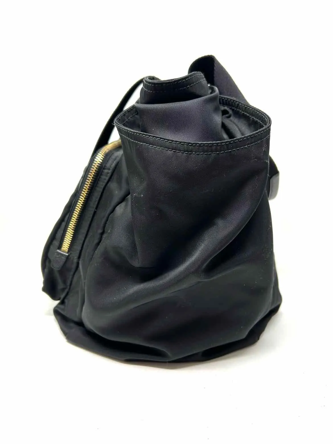 Prada Baby Bag Re-Nylon Tessuto Black Gold Duffle Satchel Bag