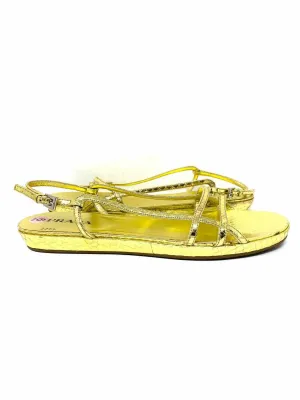 Prada Women's Gold Flat metalic Size 39/9 Sandals