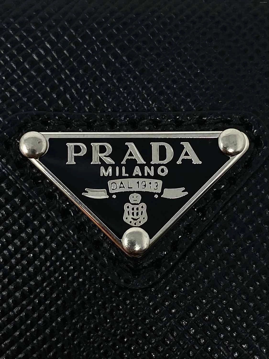 Prada Black Saffiano Leather Phone Holder Wristlet