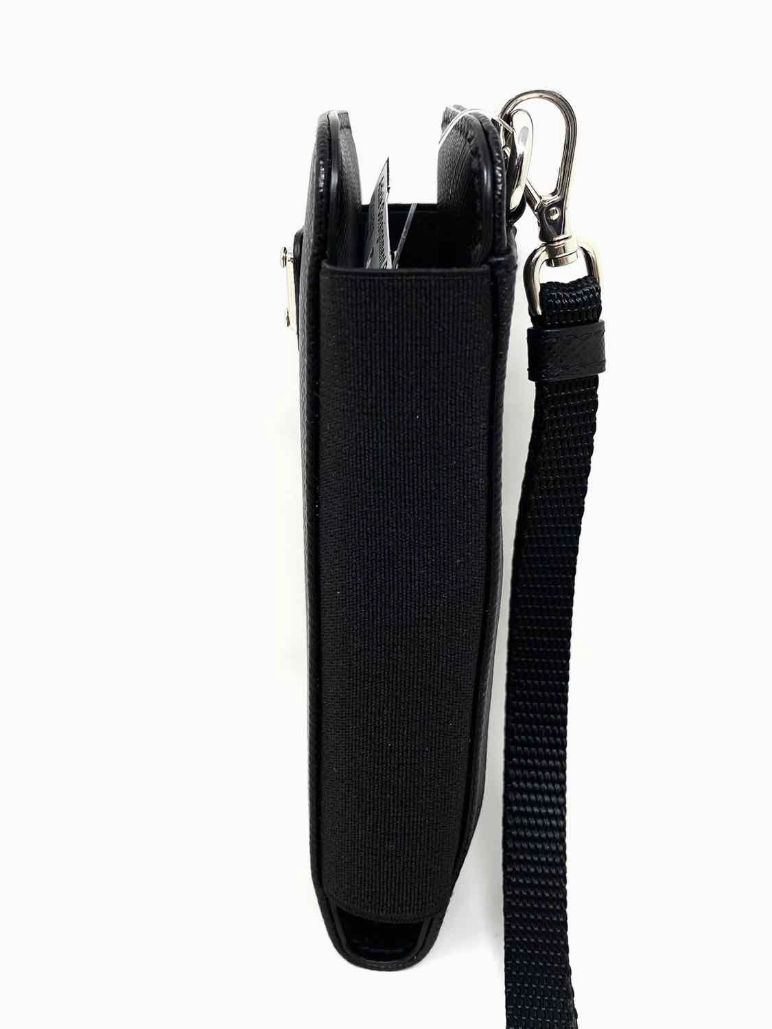 Prada Black Saffiano Leather Phone Holder Wristlet