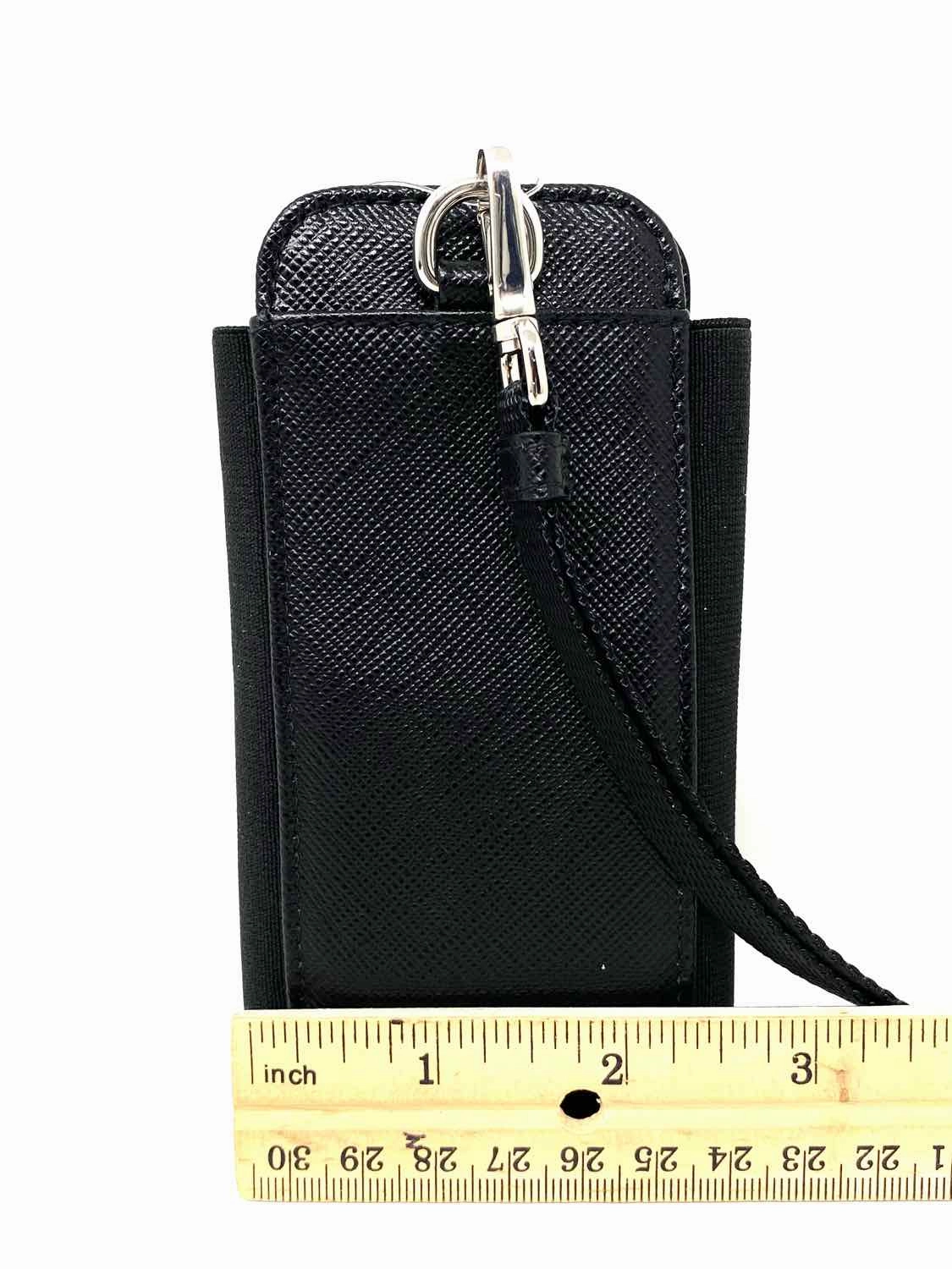 Prada Black Saffiano Leather Phone Holder Wristlet
