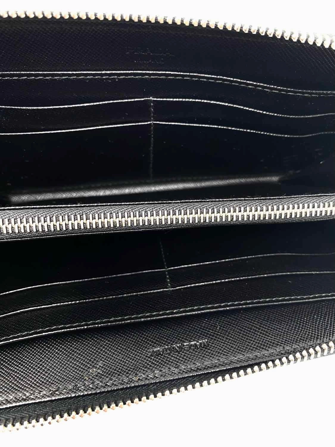 Prada Black Zip-Around Saffiano Leather Wallet