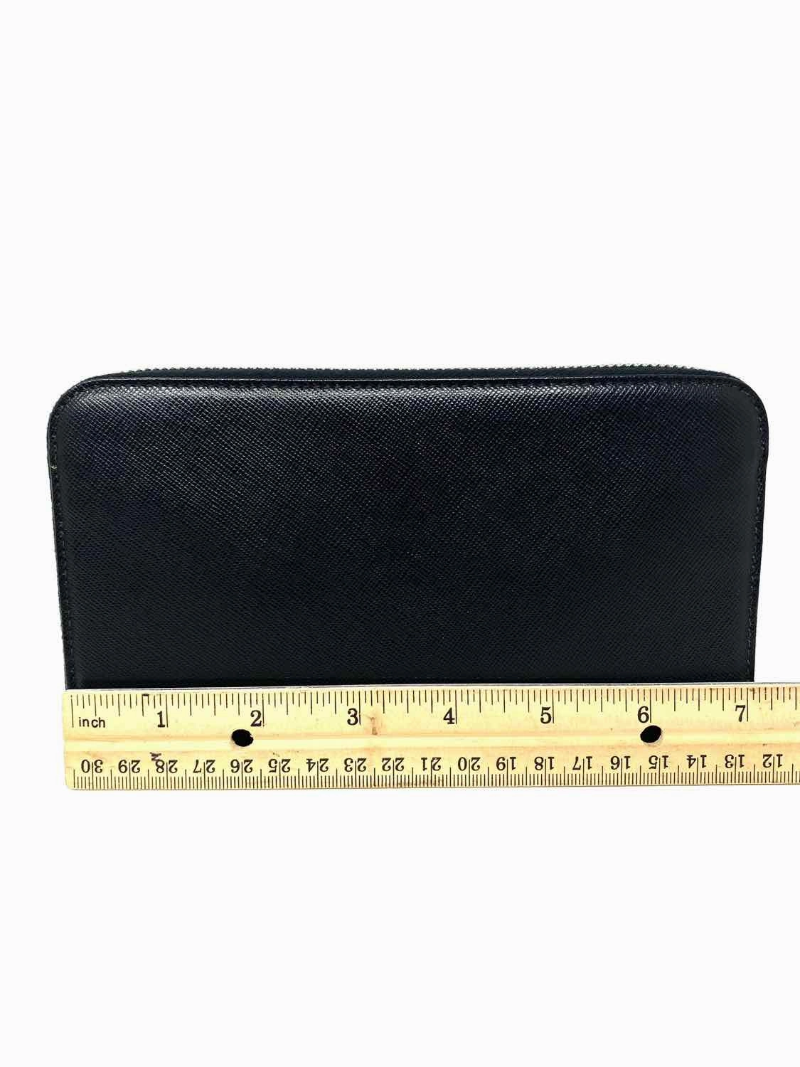 Prada Black Zip-Around Saffiano Leather Wallet