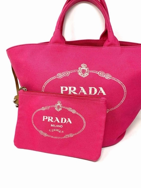 Prada Canapa Shopping Canvas Pink Tote