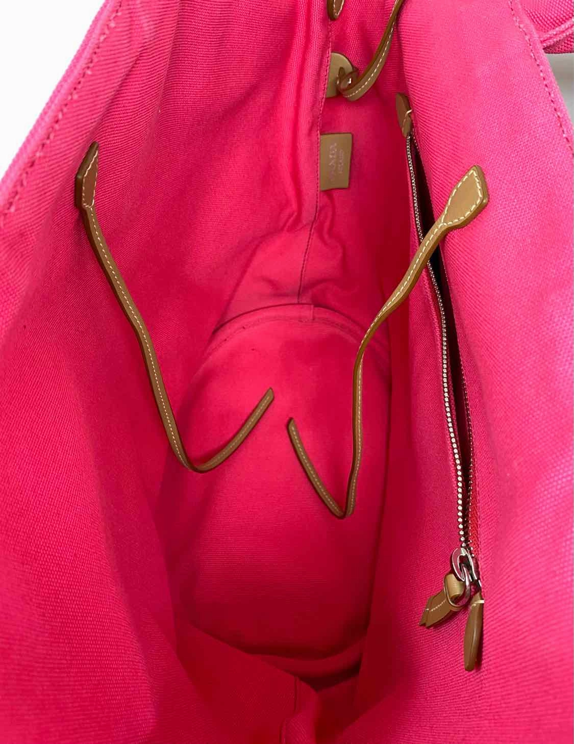 Prada Canapa Shopping Canvas Pink Tote