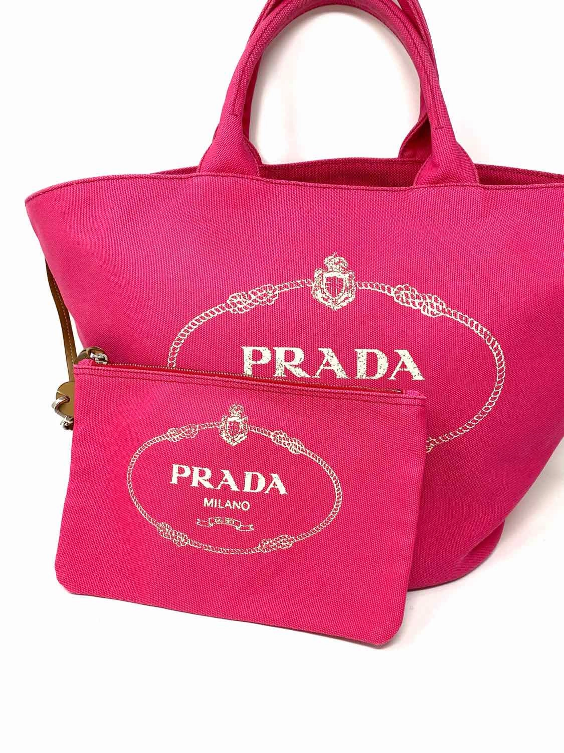 Prada Canapa Shopping Canvas Pink Tote
