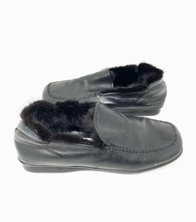 Prada Men's Black Fur Lined Shoe Size 7.5 Loafers