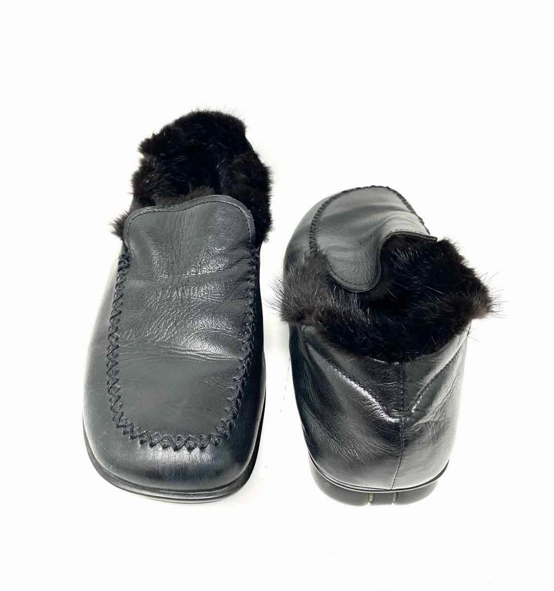 Prada Men's Black Fur Lined Shoe Size 7.5 Loafers