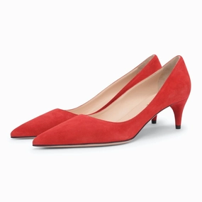 Prada Red Suede Low Heel Pumps