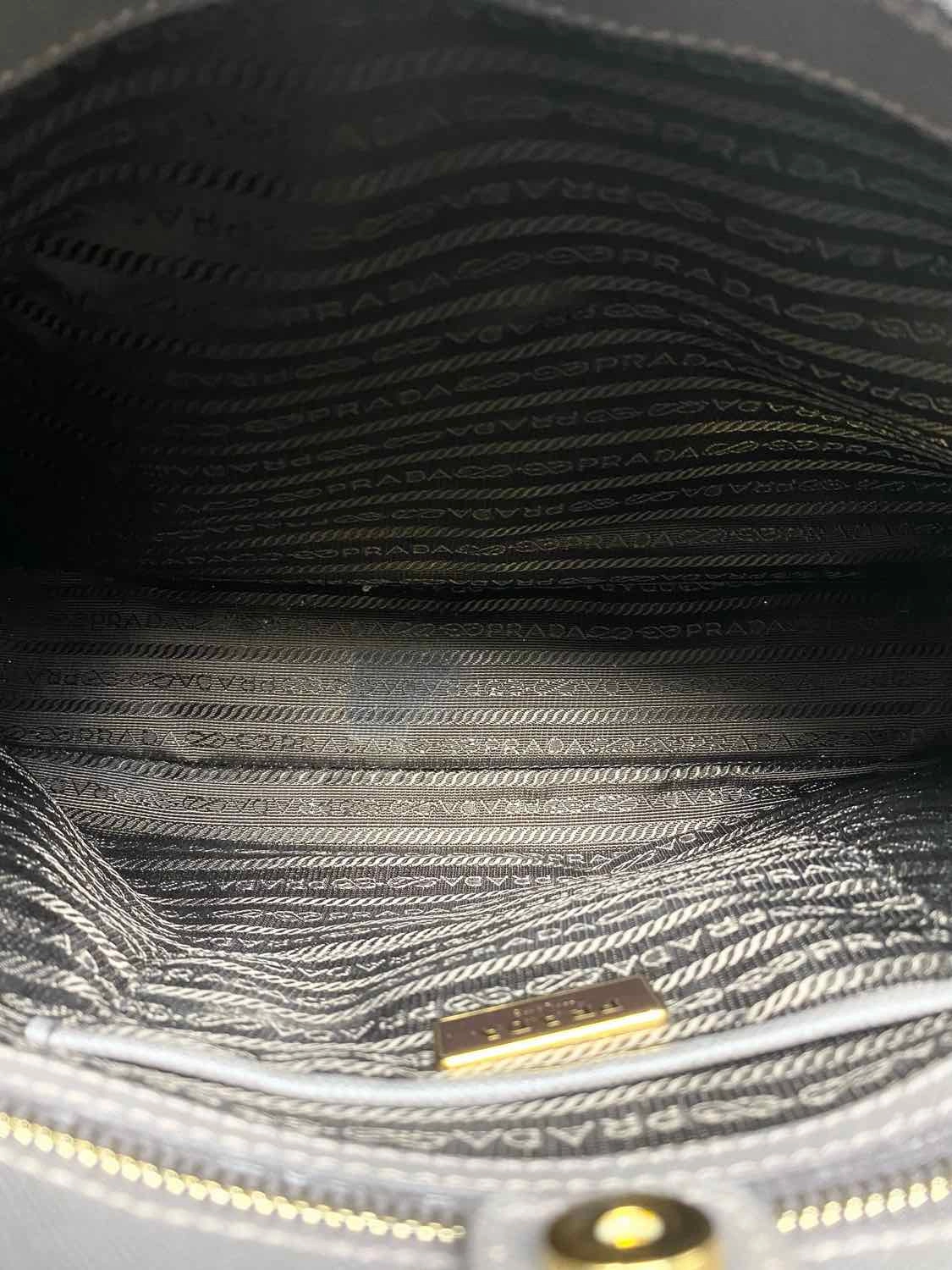 Prada Shopping Gray Saffiano Leather Tote