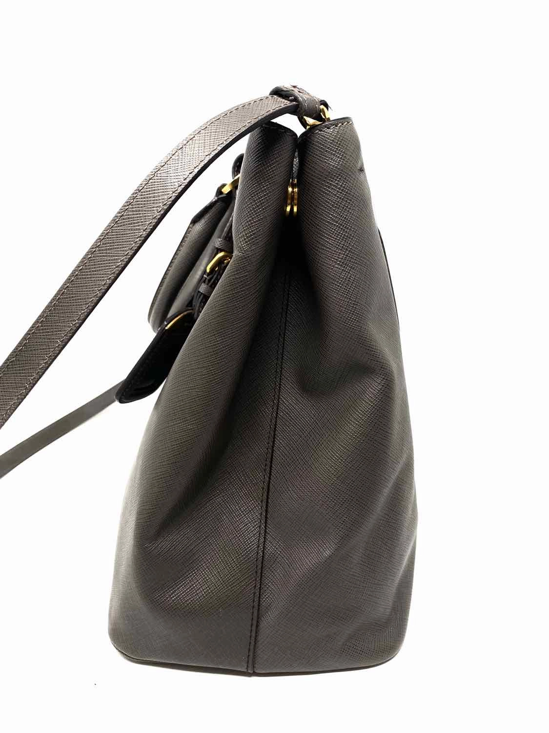 Prada Shopping Gray Saffiano Leather Tote