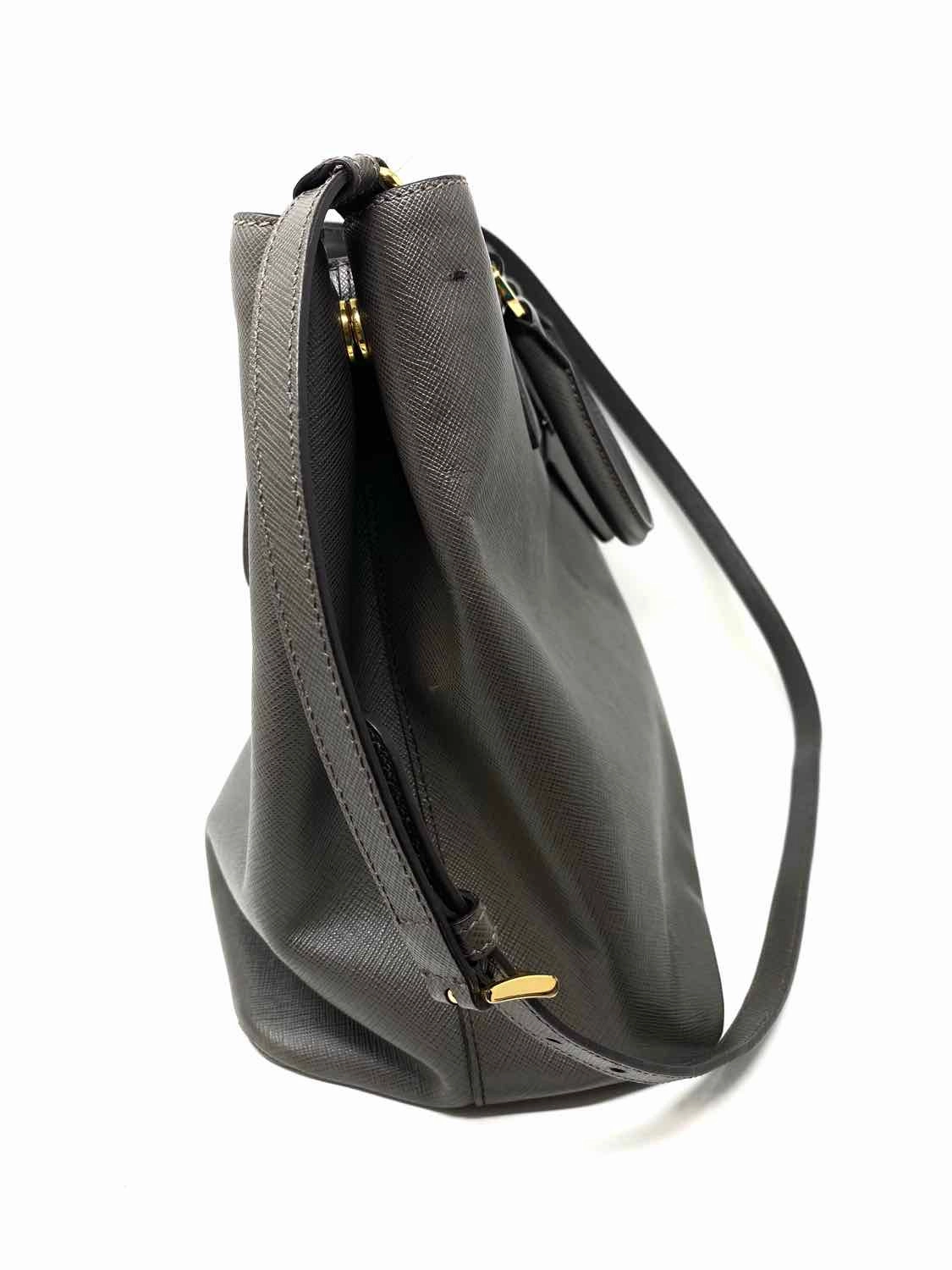 Prada Shopping Gray Saffiano Leather Tote
