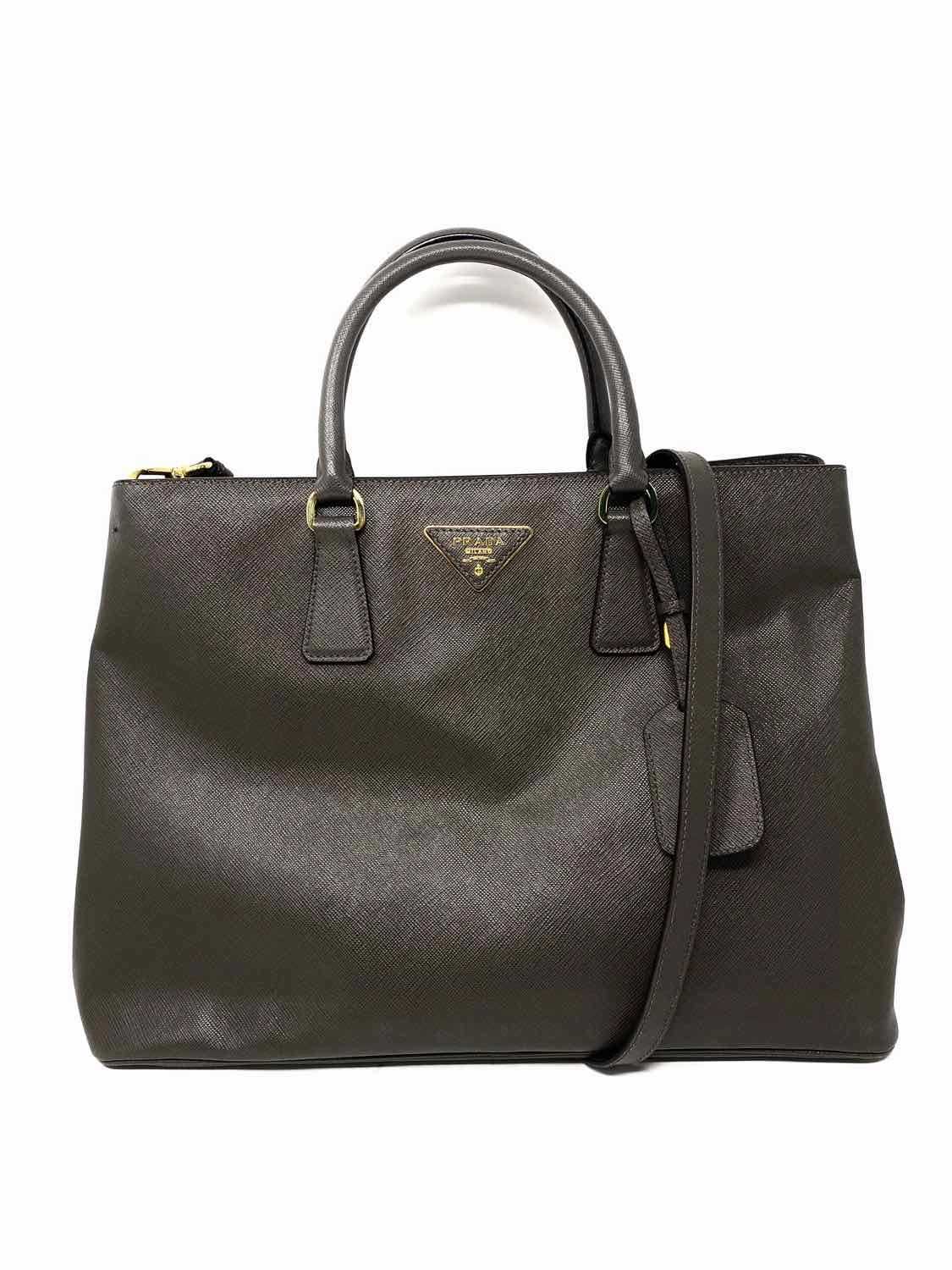 Prada Shopping Gray Saffiano Leather Tote