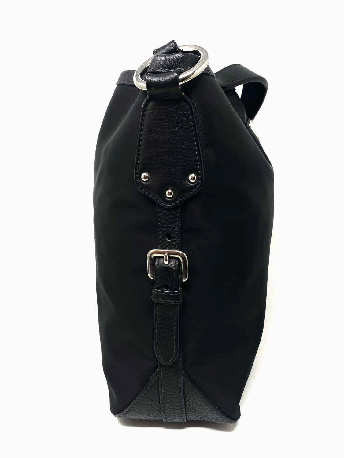 Prada tessuto nylon Black Pebbled Leather Shoulder Bag