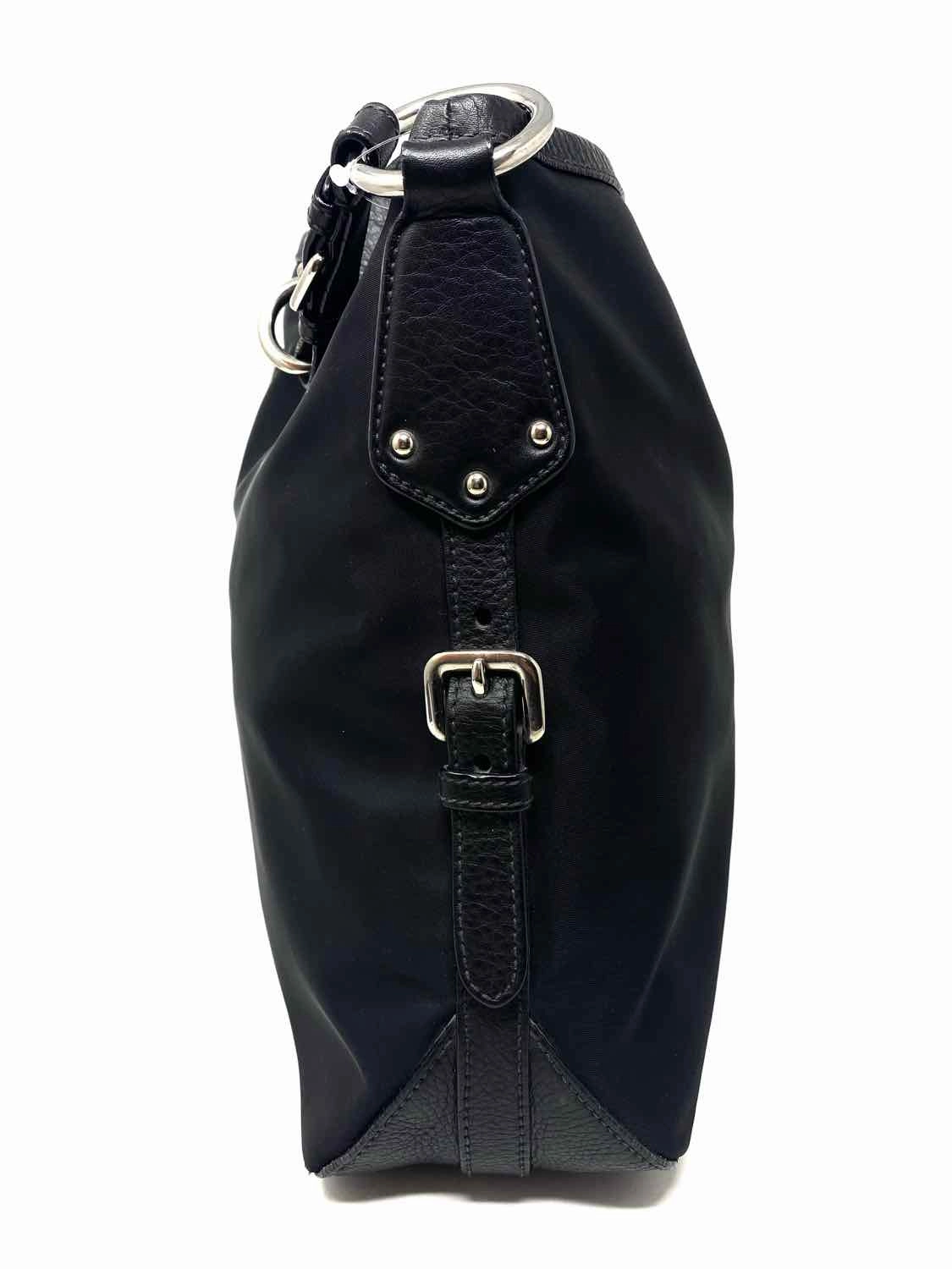 Prada tessuto nylon Black Pebbled Leather Shoulder Bag