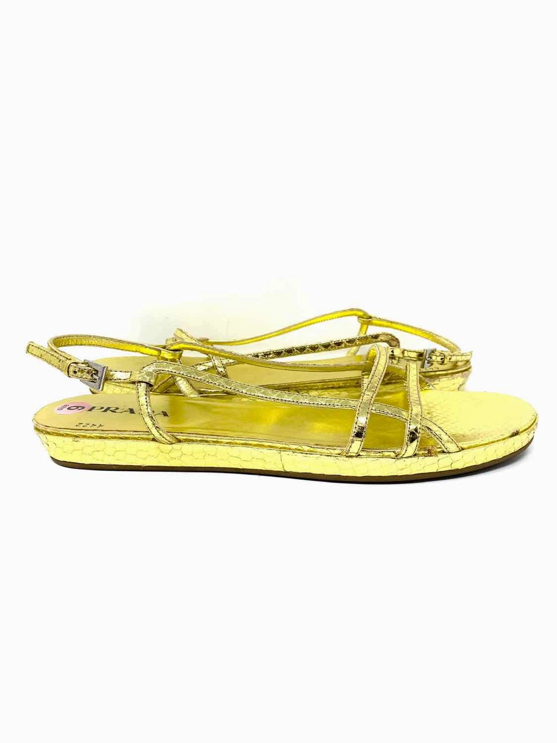 Prada Women's Gold Flat metalic Size 39/9 Sandals