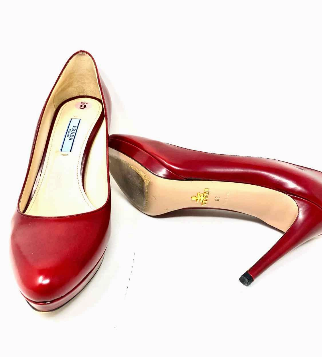 Prada Women's Red Stiletto Leather Size 39/9 Pumps